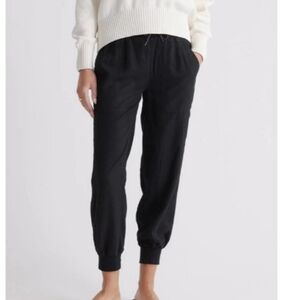 Quince Women's Vintage Wash Tencel Utility Jogger Pants High Rise Deep Black XS